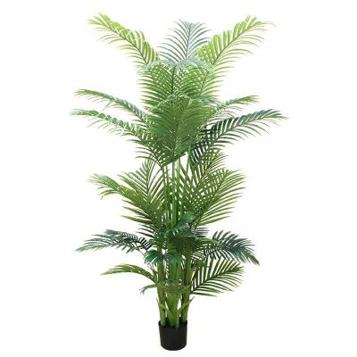 China Artifical Tree Artificial Golden Cane Palm Tree Palm Tree with Three Realistic Palm Plant for Indoor Home Decor for sale