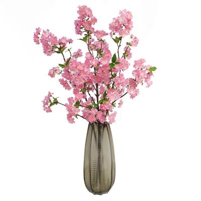 China Home Hotel Decoration Wedding Wall Decoration Silk White Cherry Blossom Branches Artificial Silk Sakura for sale