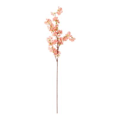 China Home Hotel Decoration Wedding Wall Decoration 4 Fork Silk White Cherry Blossom Branches Artificial Silk Sakura for sale
