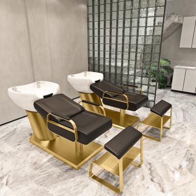 China Traditional Fully Gold Plated Single Chair Wash Basin Faucet White Ceramic Matching Shower for sale