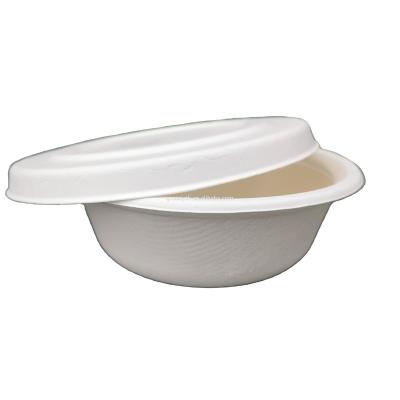 China Bagasse Sugar Cane Salad Biodegradable Eco Friendly Paper Bowl With Paper Lid for sale