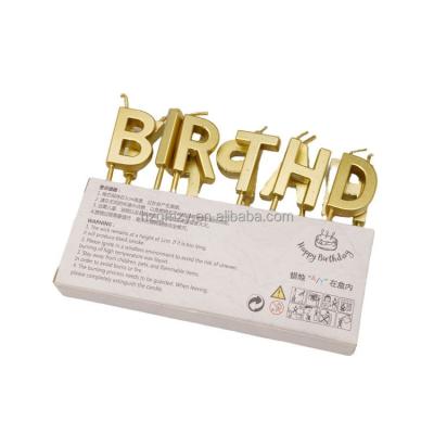 China Custom New Design Birthday Party Wax Happy Birthday Letter Party Gold and Silver Word Candle Kids Happy Birthday Letter Cake Candle for sale