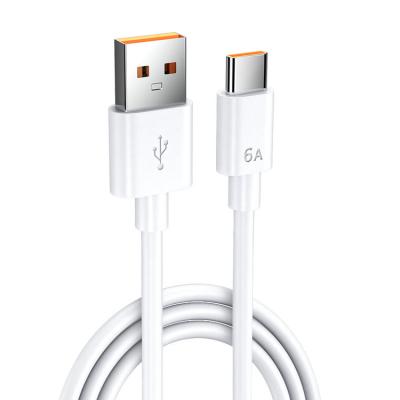 China Factory Wholesale Durable White Band Pads Mobile Phone Data Line Single Type-C 6A Data Cable for sale
