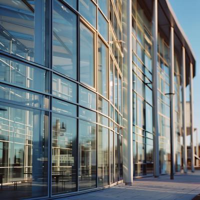 China Paredes cortinas de vidro de baixa E para edifícios de escritórios aumentam a eficiência energética e o conforto à venda