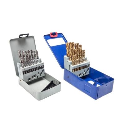 China Metal Drill Factory Supply 19pcs DIN338 HSS High Speed Cobalt Twist Steel Drill Bits Set for Wood Metal Aluminum Steel Drilling for sale