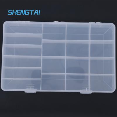 China Recycled Materials 18 Detachable Compartments Clear Plastic Divided Storage Box for sale