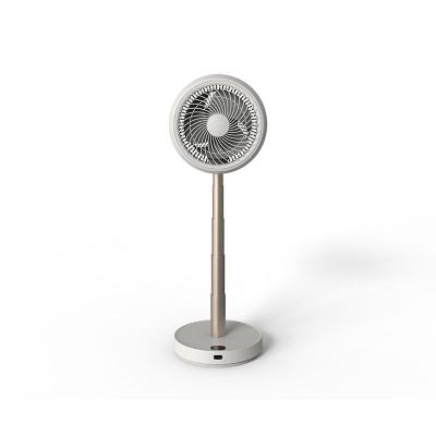 China Small Beige Rechargeable Portable Table Fan 6 Speed Quiet Hotel Bedroom Desk Fan For Home Office for sale