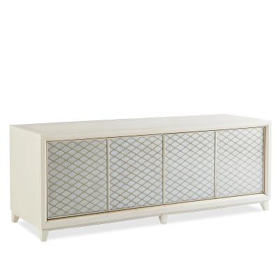 China 2022 Living Room Furniture Gold TV Bench European Modern White Fashion Luxury Solid Wood Solid Wood TV Cabinet Console Console for sale