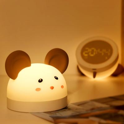 China Mini Silicona Gulu Mouse Led Niños Dormitorio de dibujos animados Luz nocturna Smart Mesa Reloj de alarma en venta