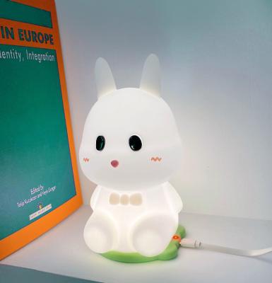 China LED Silicone 7 Color Pat Bedside Rabbit Night Light Touch Sensor With USB Charge for sale
