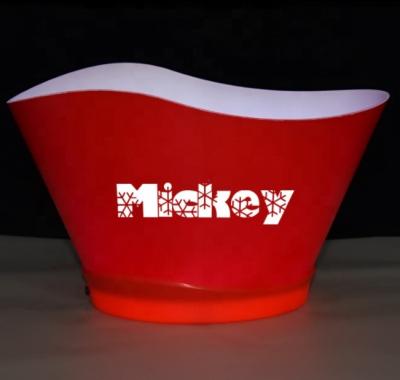 China 12L LED Beer Ice Bucket Viable LED Beer Champagne Cooler Plastic Bucket Beer Ice Bucket for sale