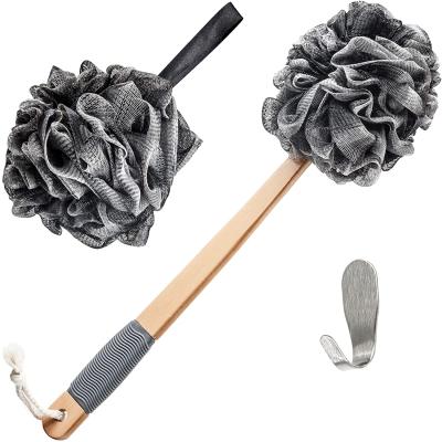 China All Natural Loofah Back Scrubber For Shower Bamboo Charcoal Fiber Infused Bath Sponge Lufas For Men And Women for sale