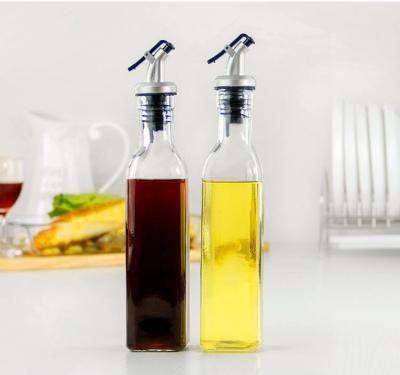 China Personal Care High Quality Square Soy Sauce Edible Clear Vinegar Olive Oil Cruet Glass Bottle Wholesale for sale