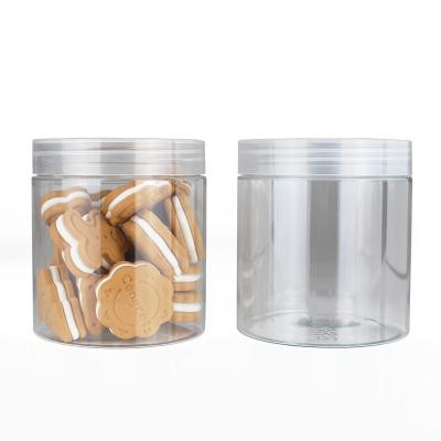 China Wholesale Food Grade 250g 500g AmberClear Clear Pet Food Plastic Jar With Aluminum Plastic Screw Top Lid for sale