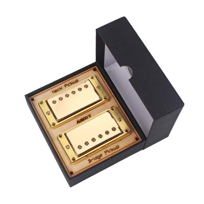 China Mini Humbucker Pickup Double Coil Chrome Gold N14k/B15.2k Para Lp Guitarras Elétricas PVC de 5 condutores à venda