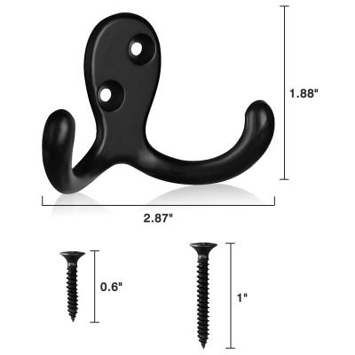 China Rustic ACMETOP Bath Towel Double Fork Key Hooks Hat Hanger Vintage Black Wall Mounted Durable Metal Coat Hooks for sale