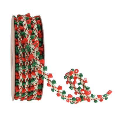 Chine 10mm*10m Joyeux Noël bordure d'oreille en velours pour l'emballage des cadeaux et la décoration du festival à vendre