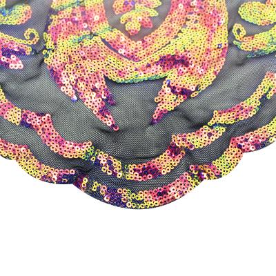 China Fluorescent Adding Sequins To Fabric PVC Sequins Embroidery Fabric Purplish Red Sequin Fabric for sale