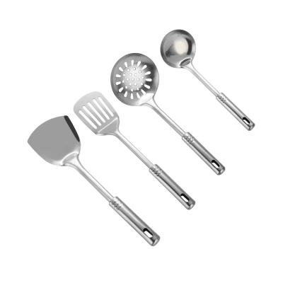 China Practical Anti-scalding 410 Stainless Steel Handle Household Spatula Dishware Viable Colander Practical Anti-scalding Hollow Kitchenware for sale