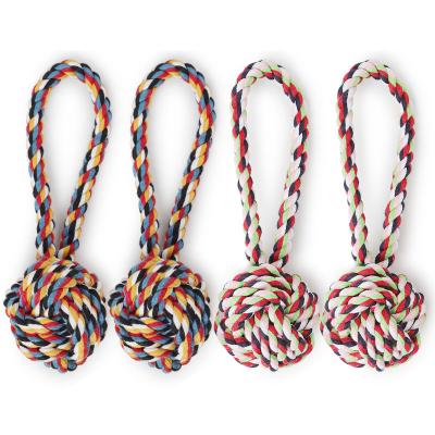 China Viable Toy Dog Single Ball Cotton Rope Tug Toy Tough Dog Toy Pet Tennis Ball for sale
