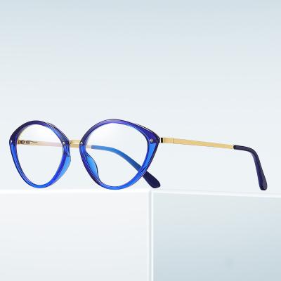 China NIWOTA 2089 Newest Fashionable Metal Leg Anti Oval Blue Frame Women Optical Glass Glasses for sale