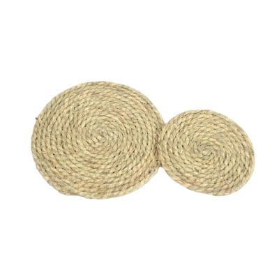 China Newest Sustainable Round Straw Table Mat Woven Straw Beach Mat Straw Mat for sale