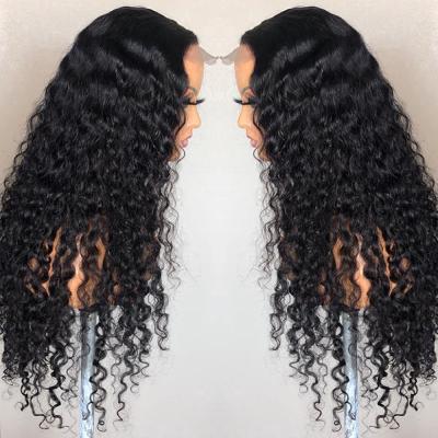 China 100% Lace Front Wigs 100% Human Hair Deep Wave 150% Density Cuticle Aligned Brazilian Virgin Hair 4x4 HD Lace Closure Transparent Swiss Wigs For Woman for sale