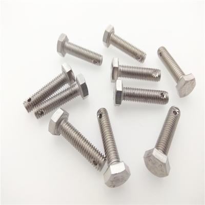 China Customized Stainless Steel GB31 Hex Bolt With Split Pin Hole on Shank Hex Head Bolt for Safety Wire for sale