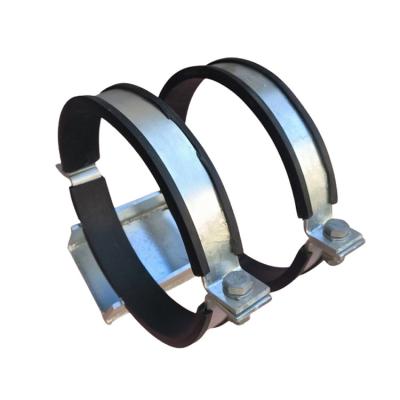 China SH400 SH600 Galvanized Steel Zinc Plated Two Screw Heavy Duty Pipe Clamp With EPDM Rubber Lined Pipe Clamp for sale