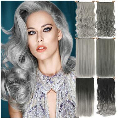 China As extensões claras altas do cabelo da fibra sintética, extremidades grossas grampeiam na extensão do cabelo por muito tempo encaracolado tecem à venda