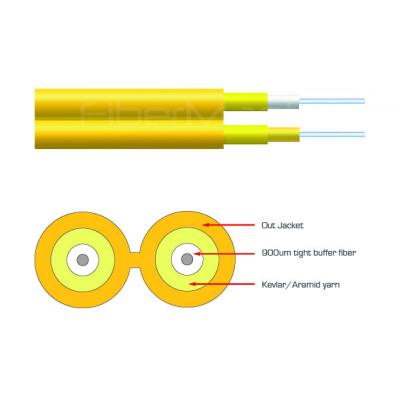 Chine Cable optique en fibre optique à double cordon fermé à l'intérieur jaune OS2 mode unique PVC de 2,0 mm à vendre