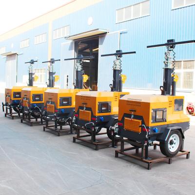 Chine 220v Voltage d'entrée Trailers mobiles à moteur diesel Power Led Light Tower avec conception portable à vendre