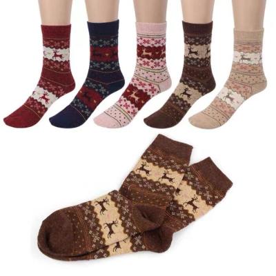 China QUICK DRY winter and fall thickened lady's mid-tube wool stocking Christmas deer rabbit wool thongs warm Amazon style for sale