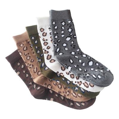 China Korean QUICK DRY leopard print thongs new female winter medium retro tube female socks wholesale for sale