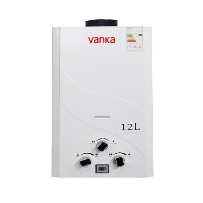 China Calentador de agua de gas de baja presión de 12L montado en la pared Calentador de agua de gas instantáneo portátil de GLP en venta
