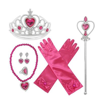 China Green Frozen Princess Party Decorations Earrings Necklace Set Princess Anna Birthday Party Crown Magic Wand for sale