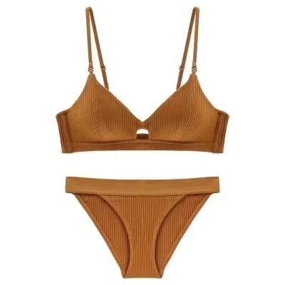 China Women Wear Antibacterial Sexy French Solid Color Bra&Underwear And Bra Set for sale