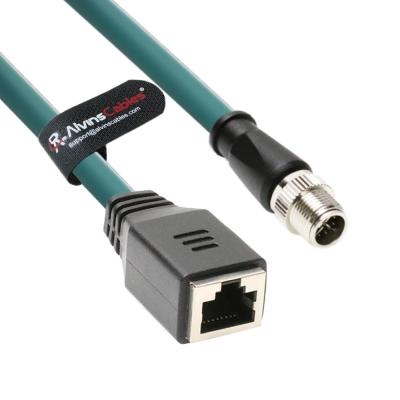 China Alvin's Cables M12 X-Code 8 Pin Male to RJ45 Female Ethernet Cable for Cognex Keyence Camera, RJ45 Female Socket High-Flex Cat6a Cable for Industrial Automation,Robotics 49.2ft/15m Green for sale