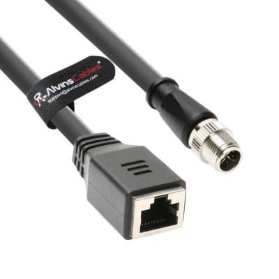 China Alvin's Cables M12 X-Code 8 Pin Male to RJ45 Female Ethernet Cable for Cognex Keyence Camera, RJ45 Female Socket High-Flex Cat6a Cable for Industrial Automation, Fieldbus Module, Robotics 49.2ft/15m for sale
