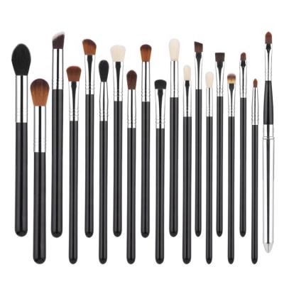 China Angular Blush Luxury Professional Wooden Eye Makeup Brush 19pcs Vegan Goat Black Private Label Premium High End Synthetic Hair Wholesale for sale