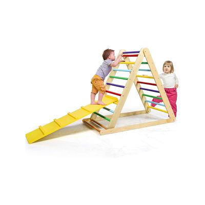 China Multifunctional Playground Indoor Cheap Wooden Kids Climbing Play Set Triangle Climbing Frame for sale