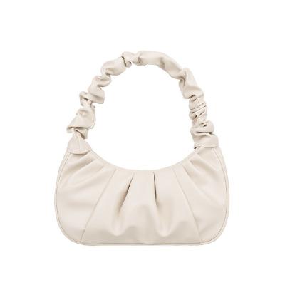 China 2022 Fashion Women Retro Pleated Cloud Bag Designer Pu Leather Wrinkled Handle Armpit Bag Solid Tote Ruched Wild Female Purse Handbags for sale