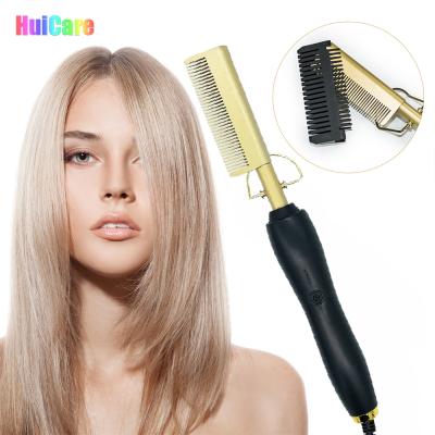 China Compact Home Hair Styling Tools High Heat Pressing Comb Hair Straightening And Curling Electric Hot Comb for sale