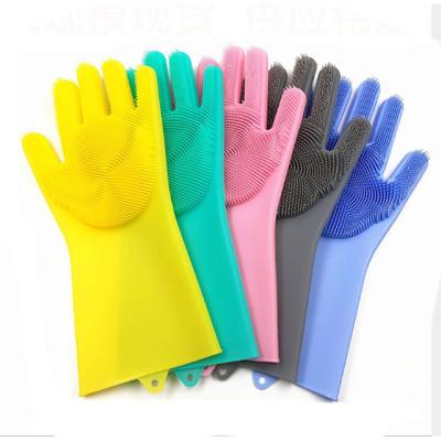 China Factory wholesale silicone dishwashing mitt kitchen washing silicone cleaning rubbing glove easy to foam for sale