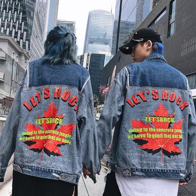 China China OEM QUICK DRY Design Hip Hop Style Custom Wholesale High Quality Denim Graffiti Mens Hip Hop Denim Jacket for sale