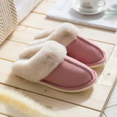 China New Fashion Trend Women Indoor Furry Warm Slippers Faux Fur Winter Shoes Slip On Flats Slides Plush Female Home Slippers for sale