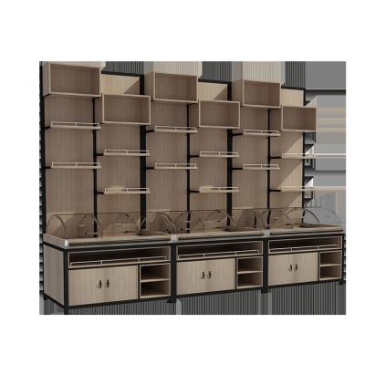 China New Arrival Custom Grocery Store Single Sided High Quality Wooden Grocery Display Rack Shelf for sale