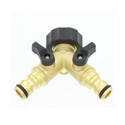 China Garden Tools NEX 2 Way Y Hose Connector, Garden Faucet Splitter Metal Body with Comfortable Smooth Rubberized Handle for sale