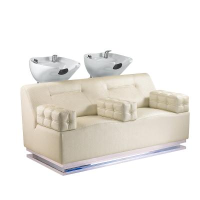 China Modern Double Seat Backwash Shampoo Unit Chair Hair Salon Furniture Shampoo Chair for sale