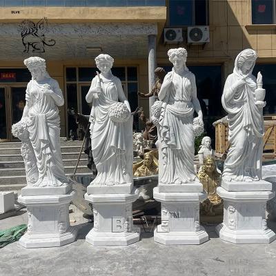 Китай Скульптура богини четырех сезонов из белого мрамора Старинная греческая статуя леди Садовый камень резьба Животный размер На улице продается